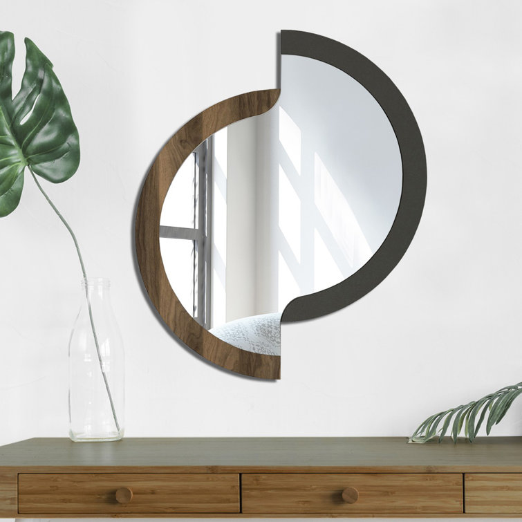Bless international Asymmetrical Wood Wall Mirror Wayfair